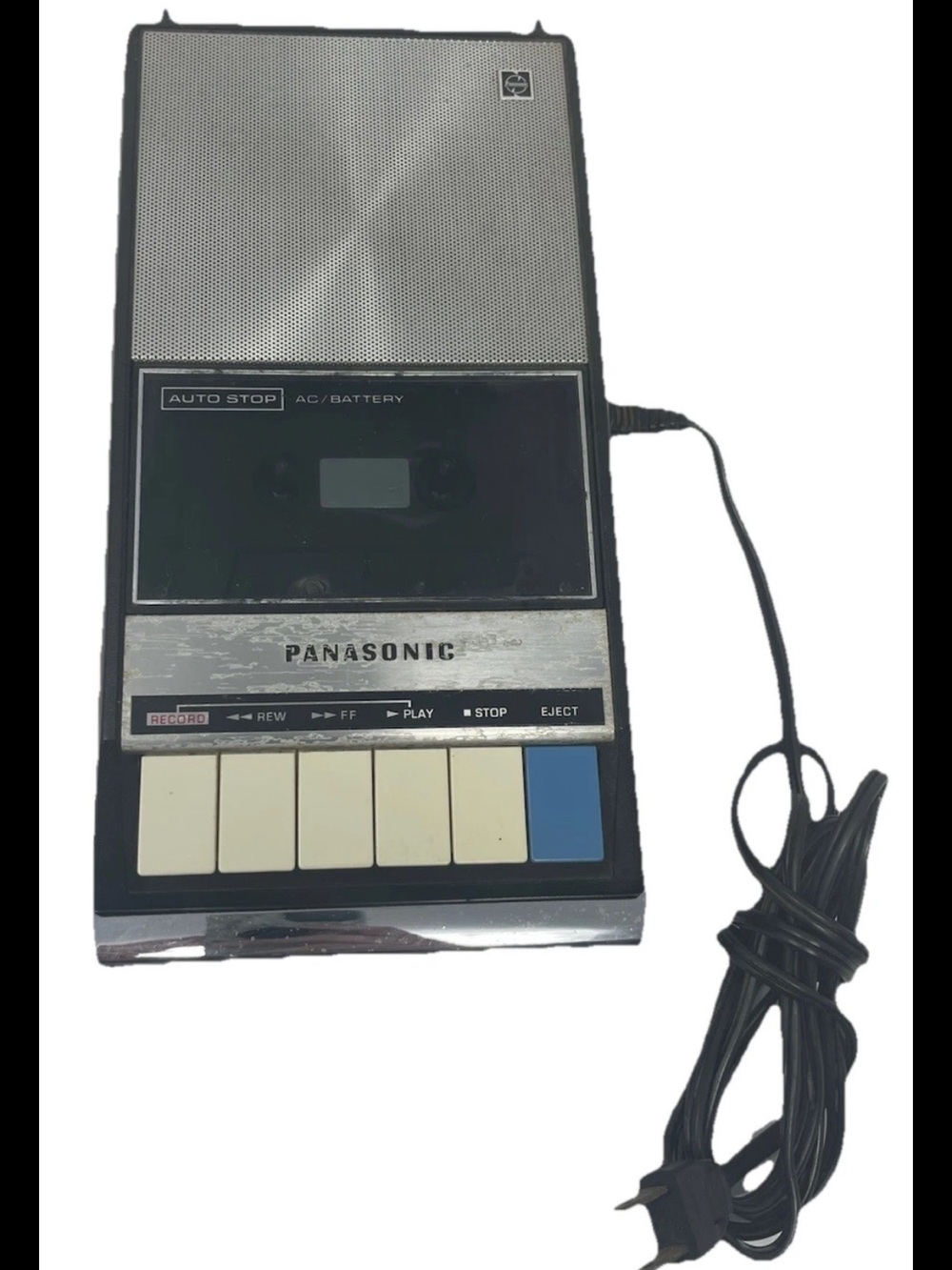 Vintage Panasonic Portable Cassette Recorder Auto Stop AC Battery Untested
